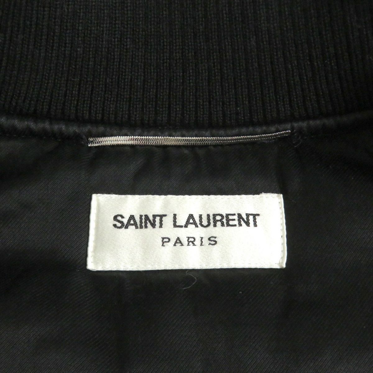 美品□SAINT LAURENT RARIS/サンローランパリ 456742 中綿入り クラシック ボンバージャケット/MA-1/ブルゾン 紺 46 伊製 正規品 メンズ_画像6