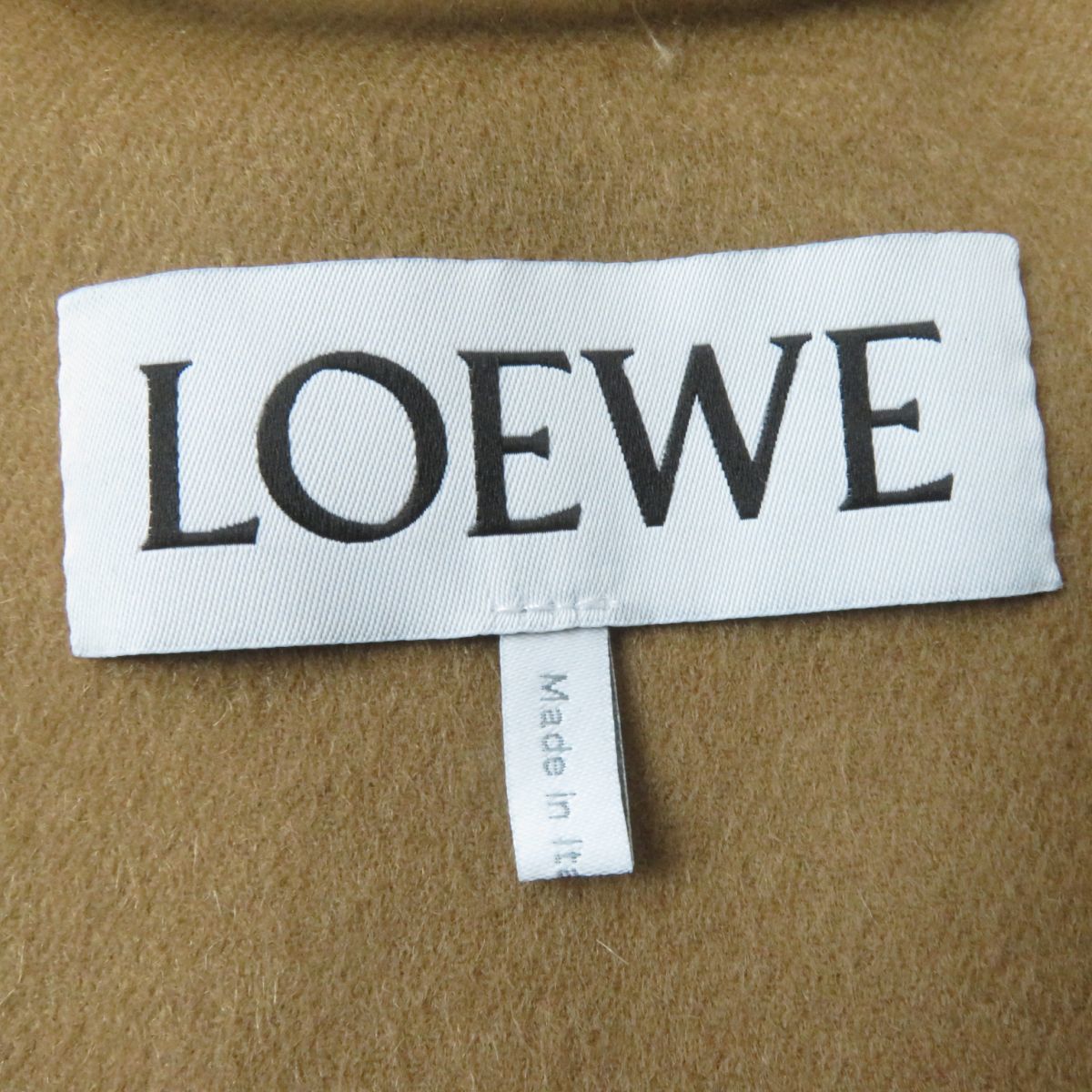 極美品☆正規品 LOEWE ロエベ カシミヤ混 ベルト付 ウール ロング丈 ラップコート キャメル XXS レディース イタリア製_画像7