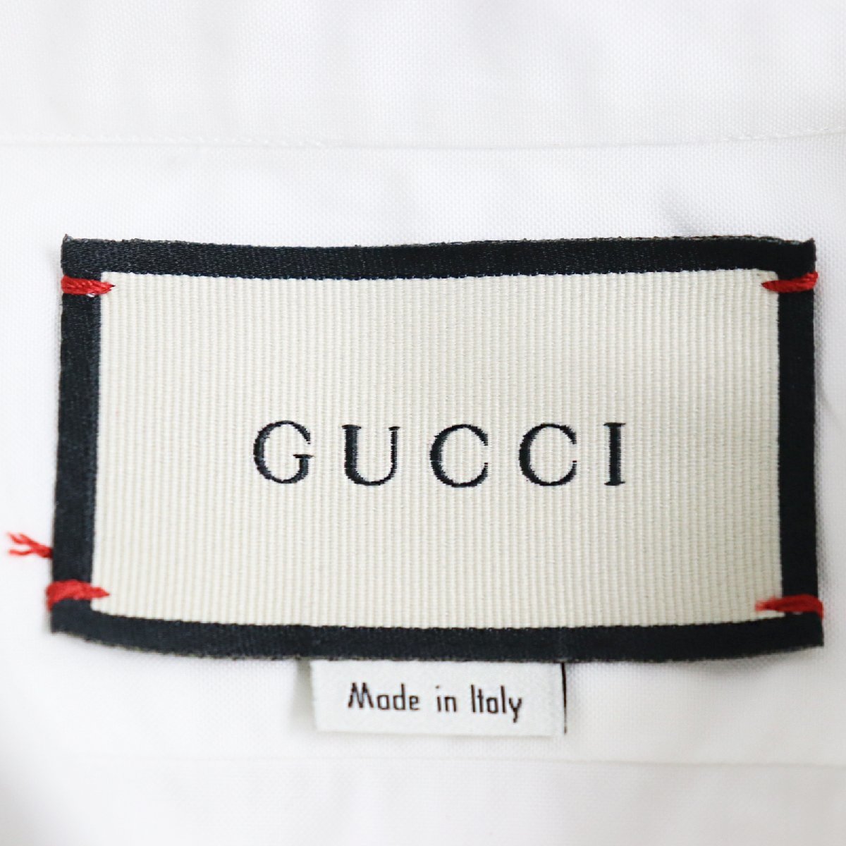 良品 GUCCI グッチ 2019年製 574522 コットン 長袖シャツ ホワイト 40 イタリア製 正規品 メンズ_画像7