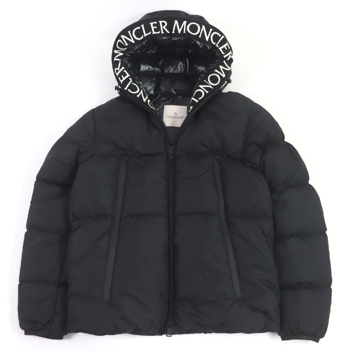 美品 MONCLER モンクレール 21-22AW MONTCLA ロゴエンブロイダリー ワッペン WZIP フーデッド ダウンジャケット ブラック 2 正規品 メンズ_画像1