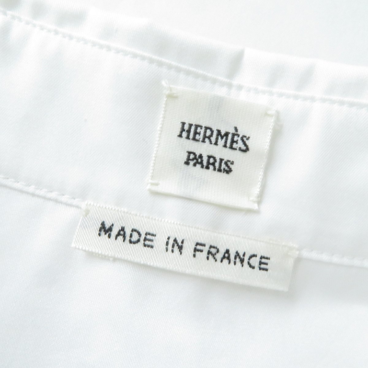 未使用品 HERMES エルメス 2020年製 コットン100％ 馬車刺繍入り 比翼仕立て 長袖シャツ ホワイト 34 フランス製 正規品 タグ付 レディース_画像8