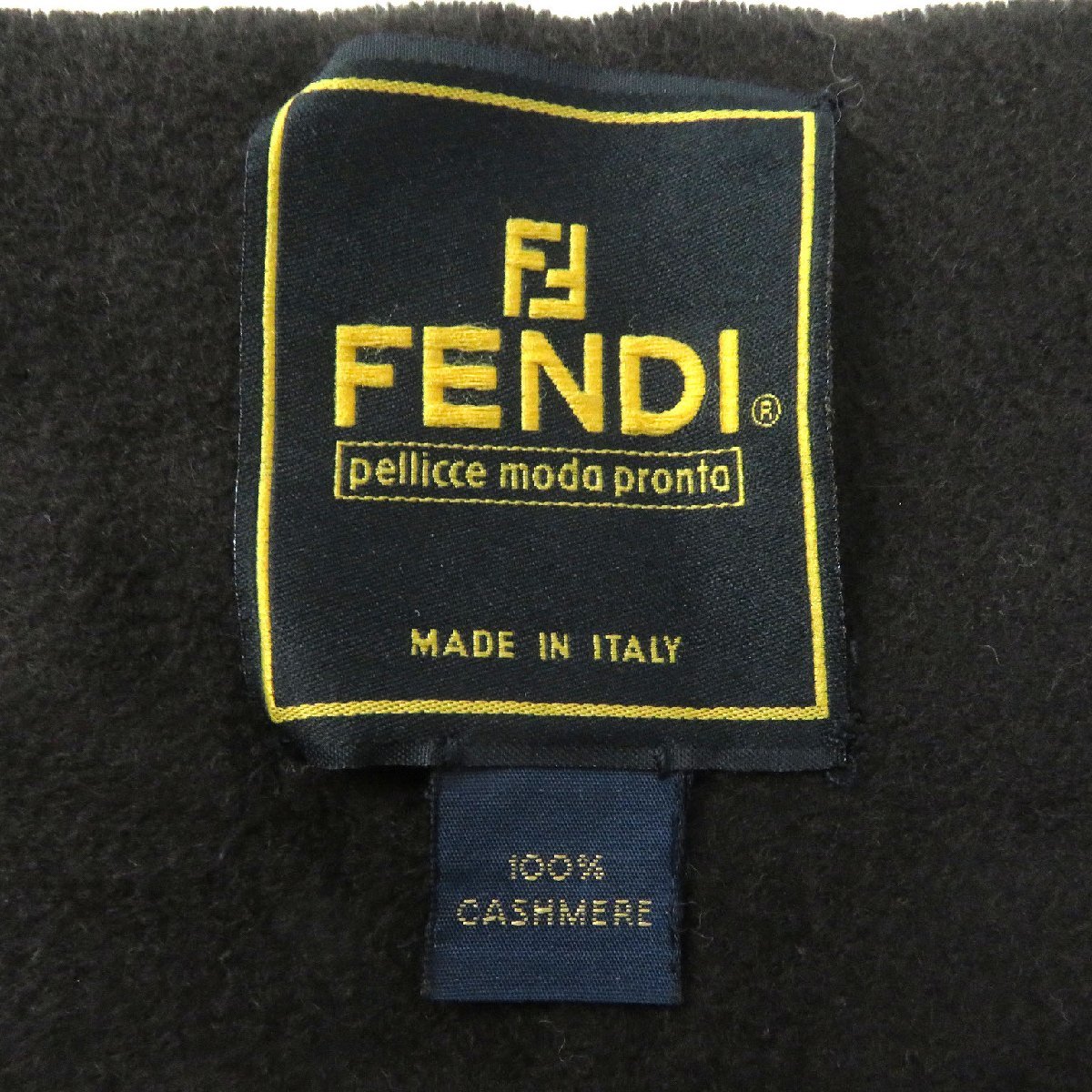 良品 FENDI フェンディ チンチラファー付き カシミヤ100％ ショール ストール マフラー ダークブラウン ブラック イタリア製 レディース_画像5
