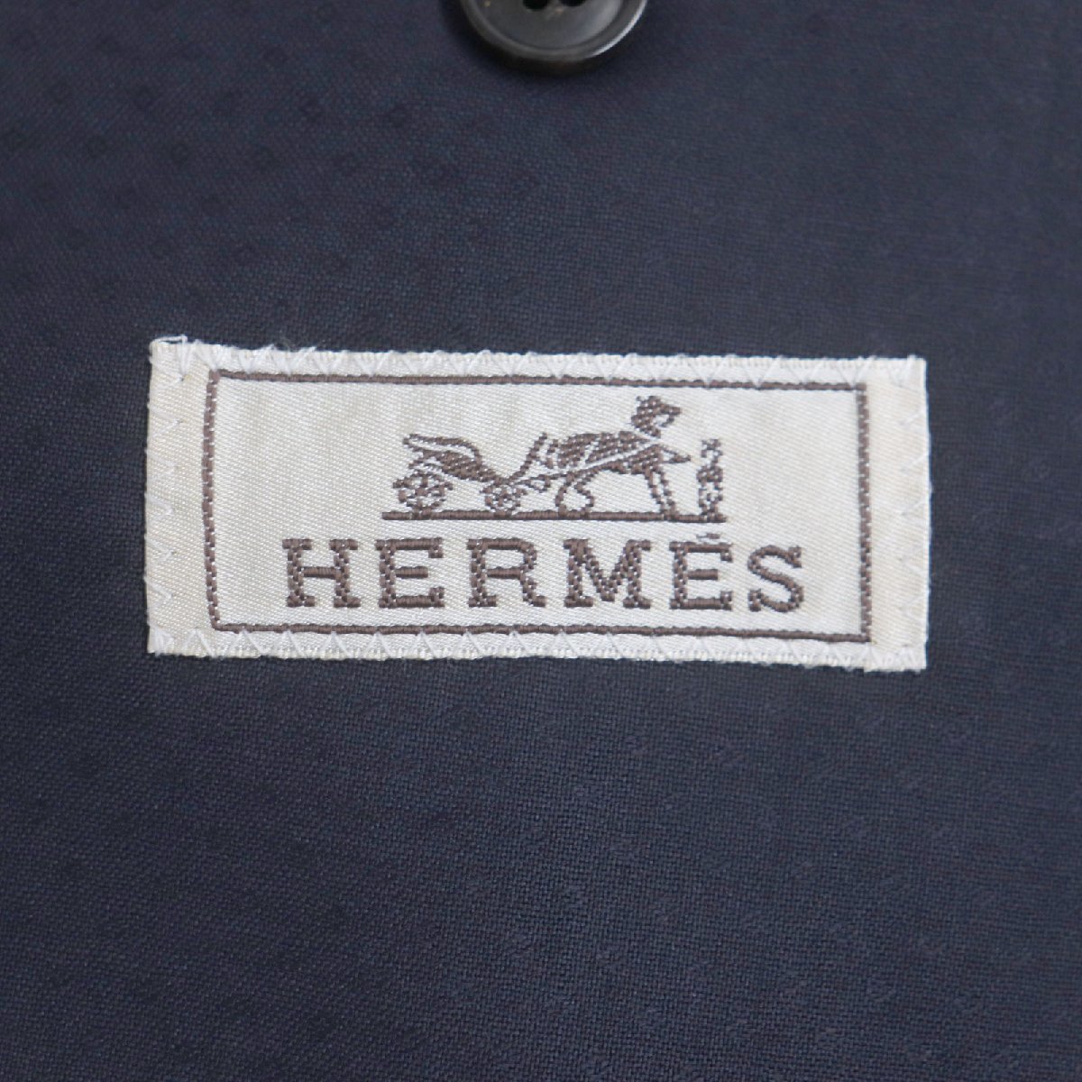 極美品 HERMES エルメス 2017年製 G19851 ウール シルク 本切羽 シングル テーラードジャケット ネイビー 48 イタリア製 正規品 メンズ_画像7