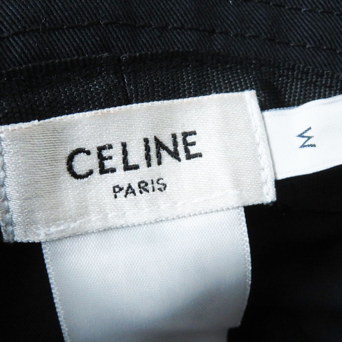 美品 CELINE セリーヌ 2AUO4968P コットン ロゴ入り バケットハット／帽子 ブラック M フランス製 正規品 レディース_画像7