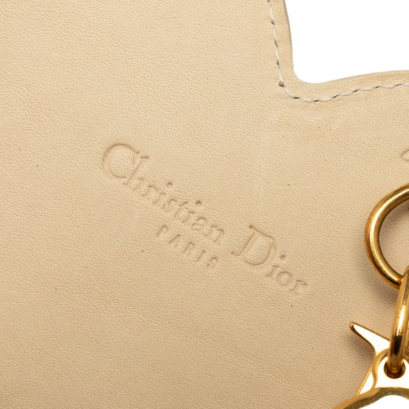 ディオール ハート ミラー チャーム ホワイト アイボリー レザー レディース Dior 【中古】_画像6