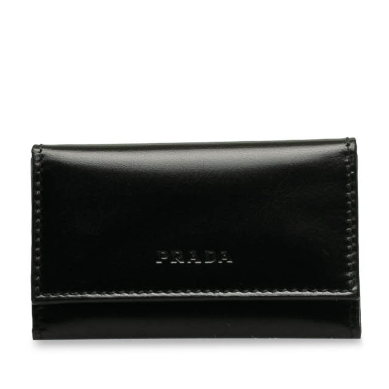 プラダ 6連 キーケース 1M0222 ブラック レザー レディース PRADA 【中古】_画像1