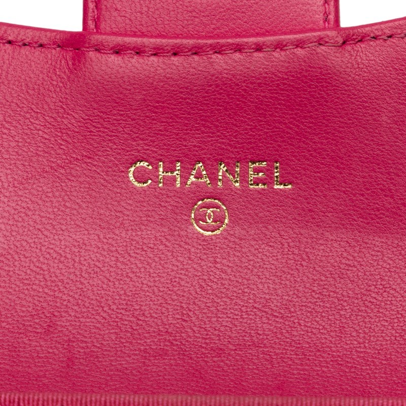 シャネル ココマーク シェブロン Vステッチ 名刺入れ カードケース コインケース ピンク ラムスキン レディース CHANEL 【中古】_画像8