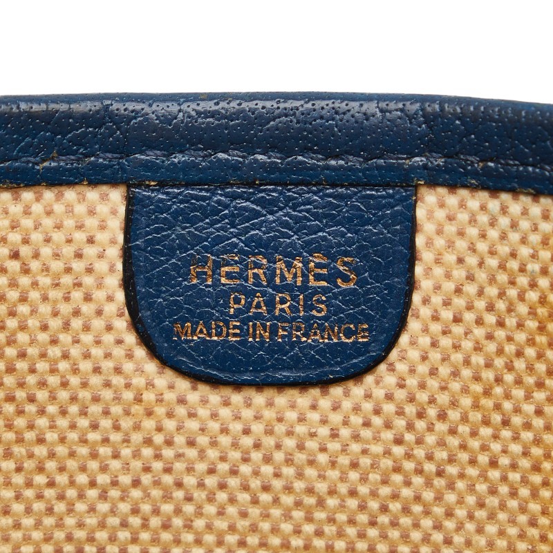 エルメス エブリンGM アン 斜め掛け ショルダーバッグ ナチュラル ネイビー トワルアッシュ ボックスカーフ レディース HERMES 【中古】_画像7