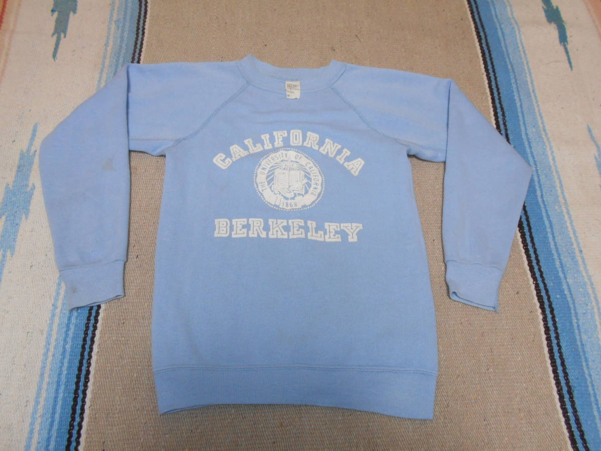 １９７０年代製 カリフォルニア大学 UNIVERSITY OF CALIFORNIA BERKELEY 外縫い ラグラン スウェット水色FOOTBALL BASKETBALL VINTAGE UCLA