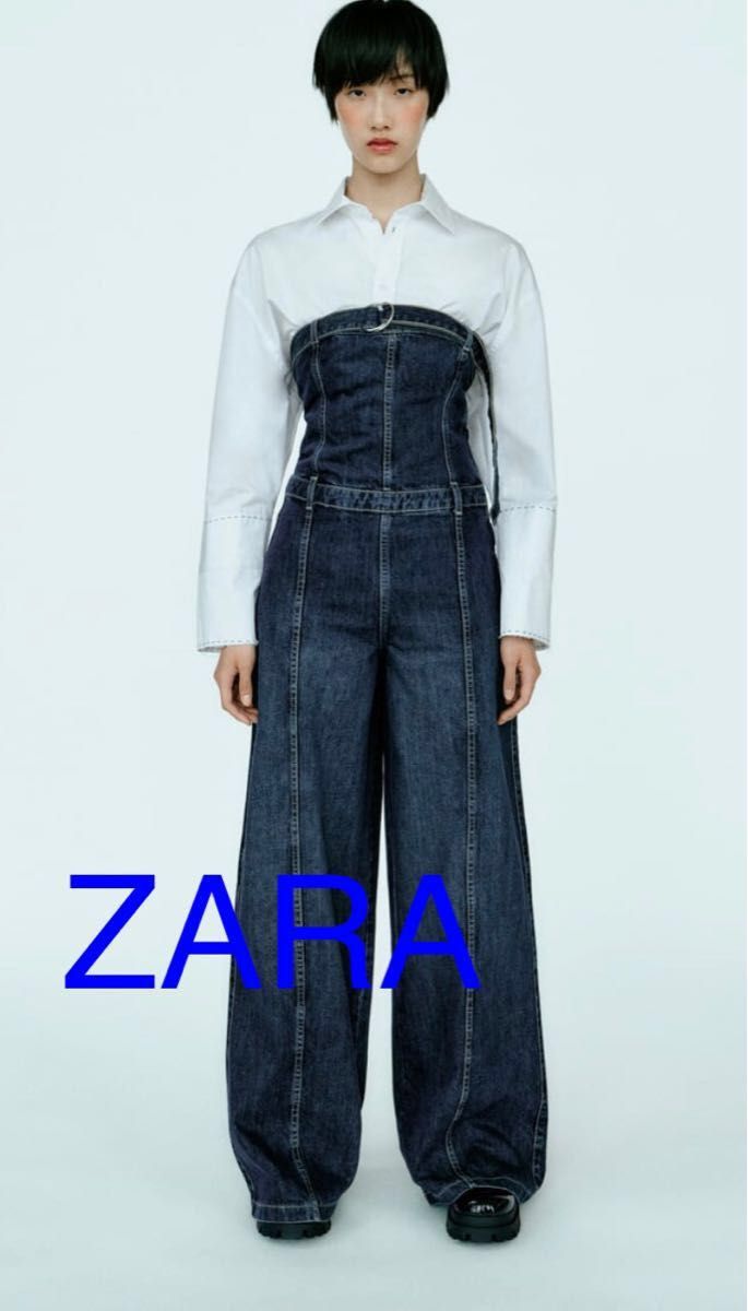 新品ZARA TRFオフショルダー　デニムジャンプスーツ