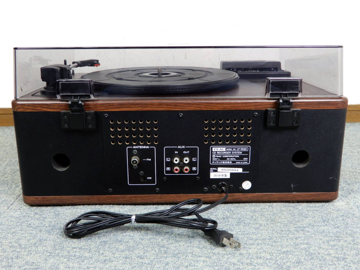 TEAC ◆ ティアック　レコードプレーヤー＋カセット付きCDレコーダー　　LP-R520　　動作確認済み ◆ 2018年製　状態良好_画像9