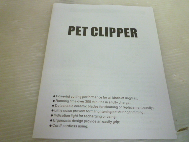t54 未使用保管品 ペット用クッリパー PET CLIPPER コードレス乾電池 ペット用品 犬 猫 ペット用 バリカン トリミングの画像8