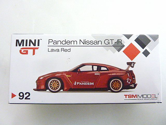 t85③ 未使用保管品 MINIGT 1/64 Pandem Nissan パンデム 日産 GT-R R35 GT Wing Lava Red RHD GTR 赤 ラヴァ レッド MINI GT 92 ミニカー_画像1