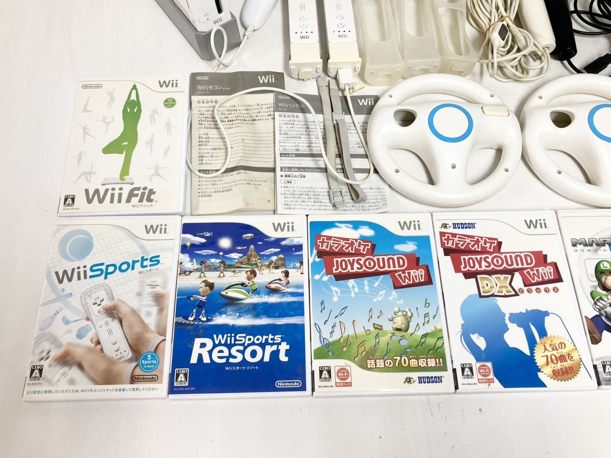 1円スタート！管20204t 任天堂 Nintendo Wii RVL-001 本体 リモコン ヌンチャク コントローラ マイク ハンドル ソフト 6本 大量 セット_画像3