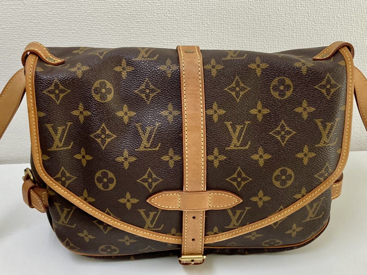 管21026t LOUIS VUITTON ルイ ヴィトン モノグラム ソミュール 30 ショルダー バッグ ブラウン 系_画像5