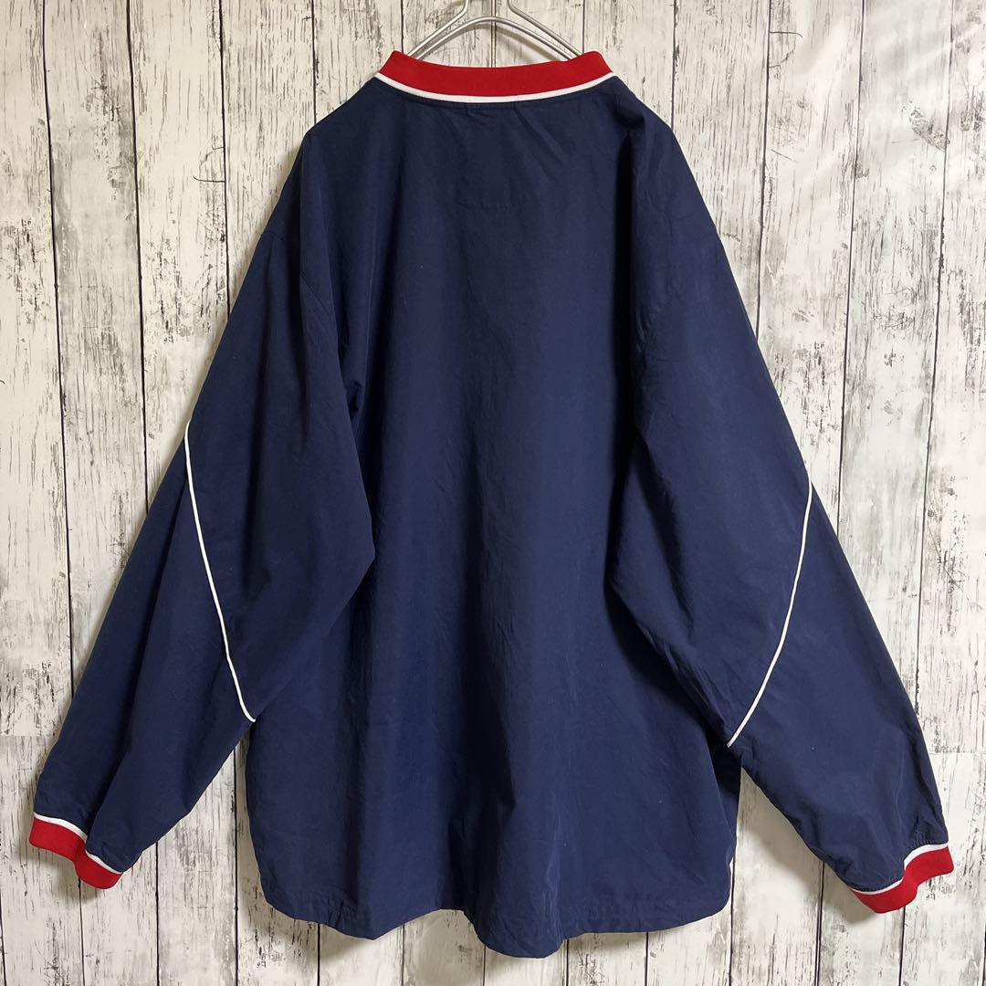 Reebok リーボック MLB REDSOX レッドソックス ナイロンプルオーバー ピステ 2XL 紺 ネイビー 刺ロゴ US古着 アメカジ HTK3048_画像4