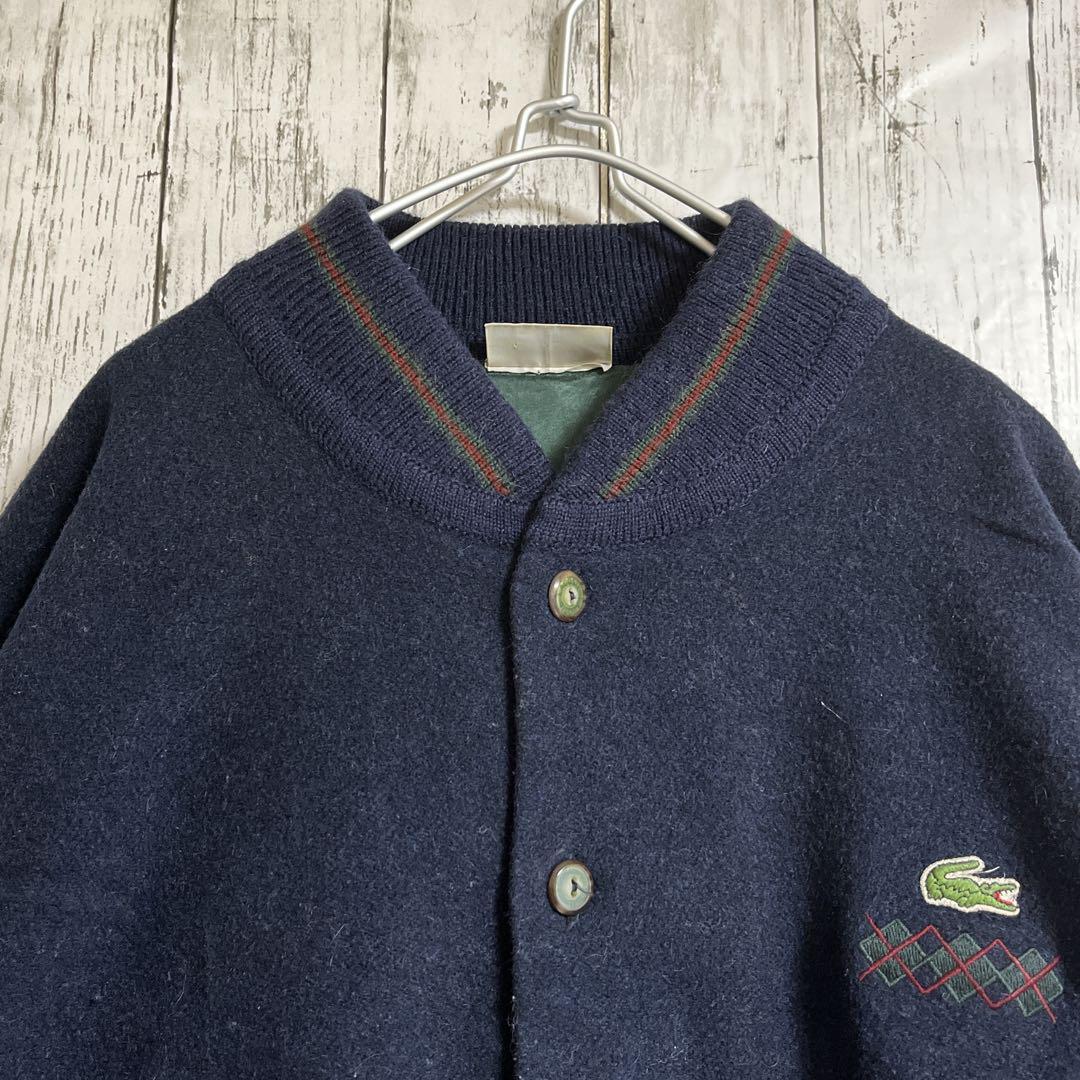 70's CHEMISE LACOSTE フレンチラコステ モヘアカーディガン ジャケット XL 紺 スペイン製 70年代ヴィンテージ HTK3108_画像5