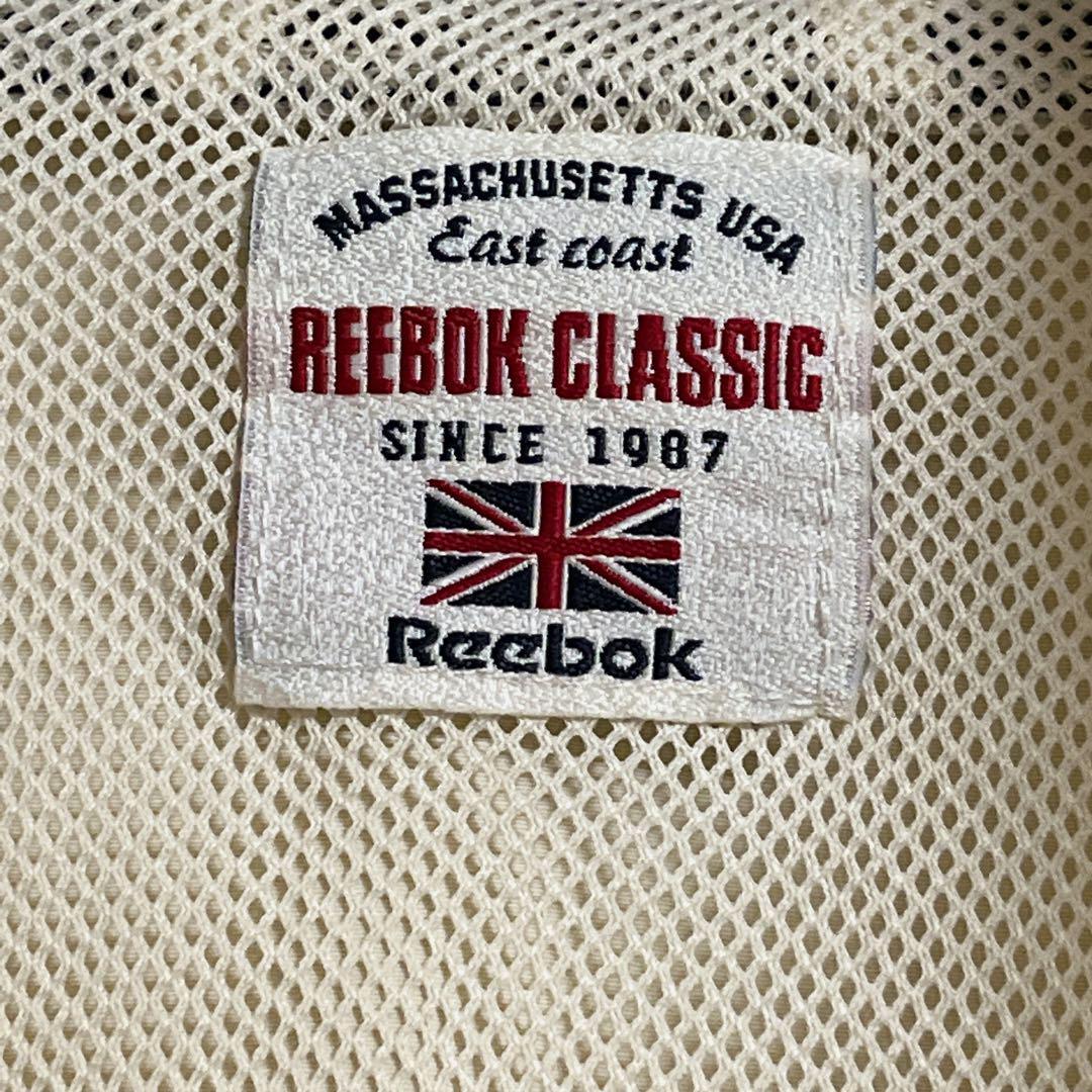 90's Reebok リーボック ナイロンジャケット XL クリーム色 ワンポイント 刺繍ロゴ US古着 アメカジ 90年代ヴィンテージ HTK3195