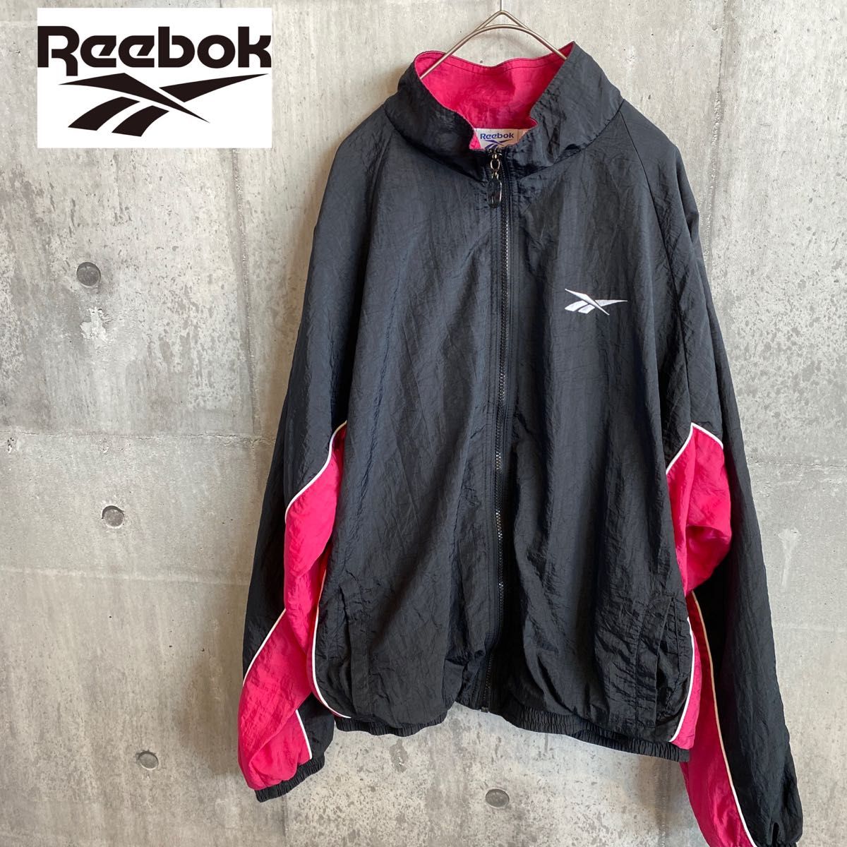 値下げ！【Reebok】美品！90s ワンポイント刺繍ロゴ ナイロンジャケット