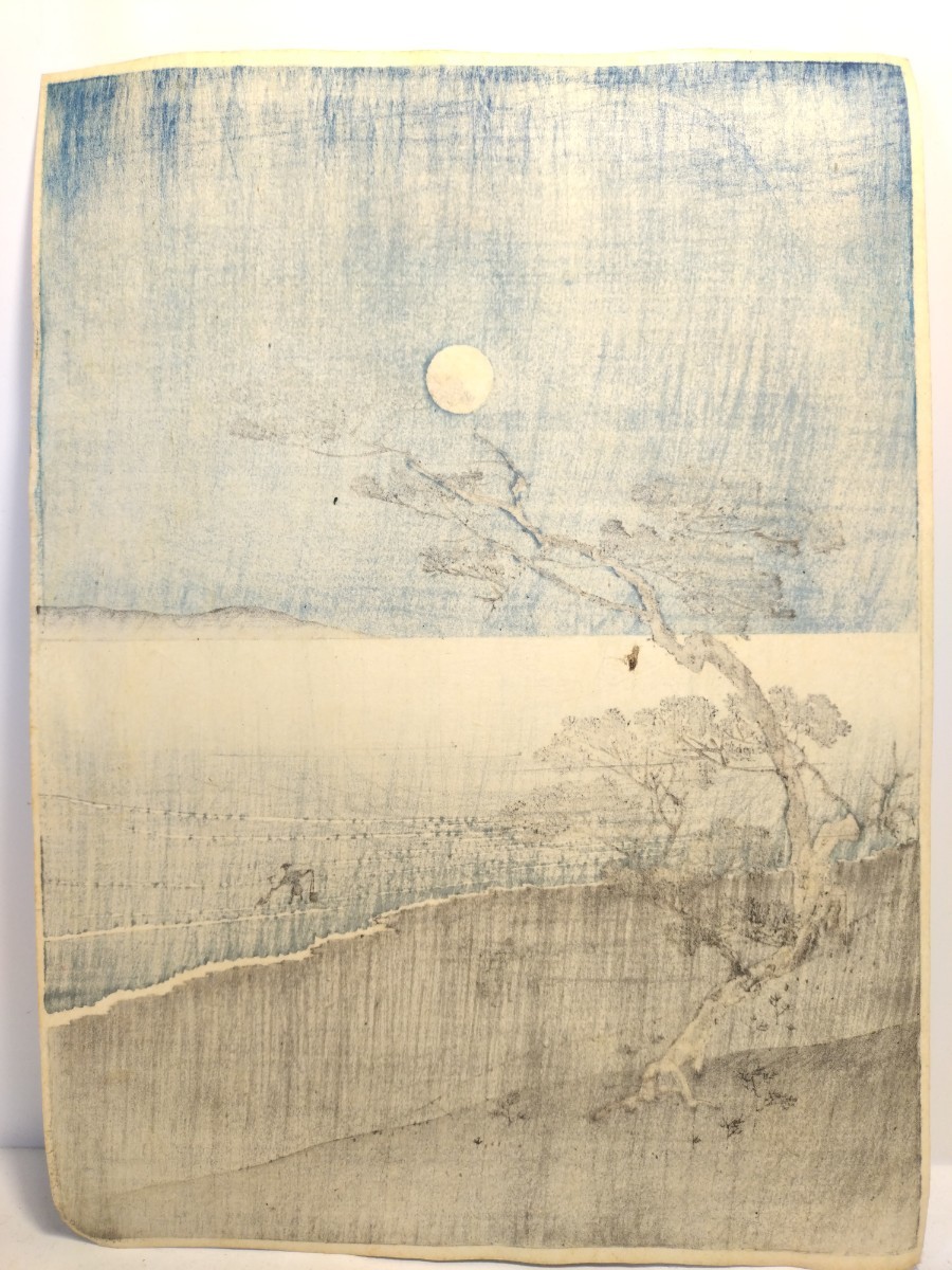 ▲真作 木版画▲明治時代 浮世絵【二代 歌川芳宗(新井芳宗)】夜景の図 風俗画▲縦26cm横19cm▲ 月岡芳年 門下 挿絵 表紙絵 川瀬巴水 発送60_画像4