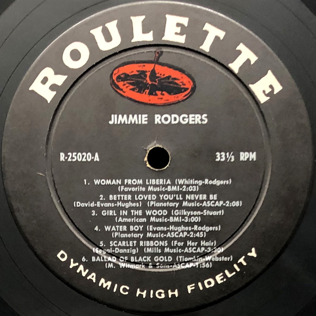 ★US ORIG MONO LP★JIMMIE RODGERS/1st 1957年 初回深溝黒ラベル 音圧＆音抜最高 ロカビリー大名盤 大瀧詠一「さらばシベリア鉄道」元ネタ_画像4