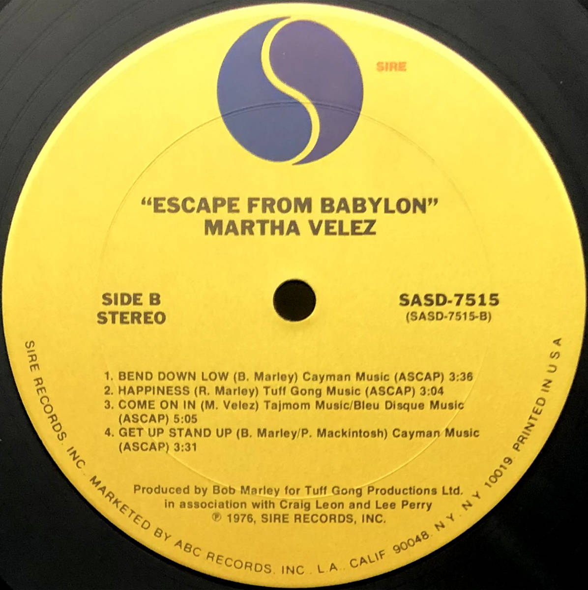 ★US ORIG LP★MARTHA VELEZ/Escape From Babylon 1976年 音圧凄 Pro.BOB MARLEY & LEE PERRY 女レゲエ傑作 インナー付_画像4