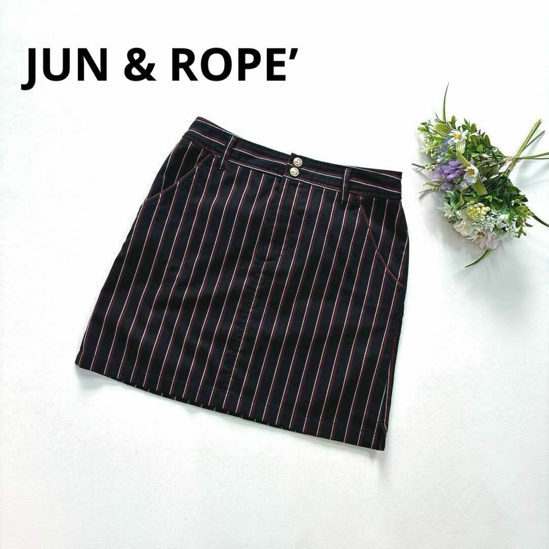 ジュンアンドロペ JUN & ROPE M ゴルフスカート ストライプ柄 JUN&ROPE