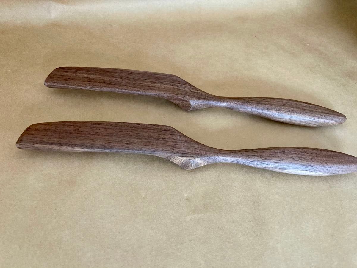 バターナイフ 2本 木製 クルミ 手作り ハンドメイド 北欧 食器 キッチン