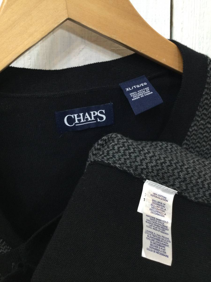 CHAPS チャップス コットンニット ベスト ニットベスト メンズXL 黒×グレー系 良品綺麗_画像9