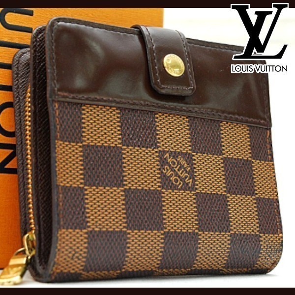 ★極美品★ ルイヴィトン Louis Vuitton ダミエ コンパクトジップ 財布 本物 美品 1円 N61668 定価約7万 23102402_画像1