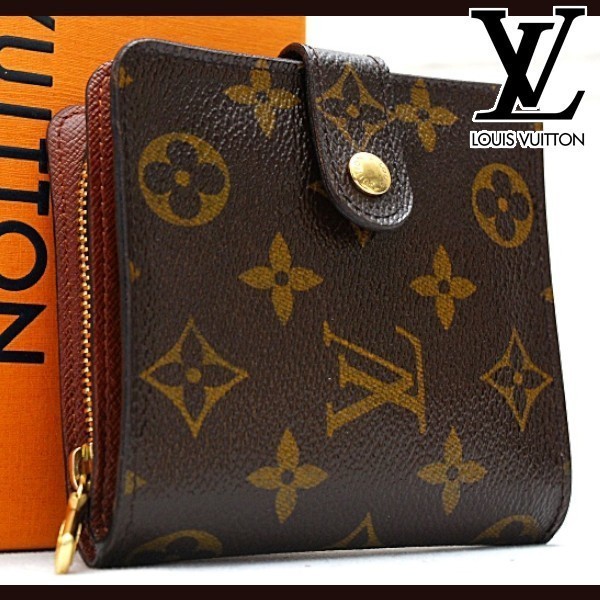 ★極美品★ ルイヴィトン Louis Vuitton モノグラム コンパクトジップ 財布 本物 美品 M61667 定価約6万24011702_画像1