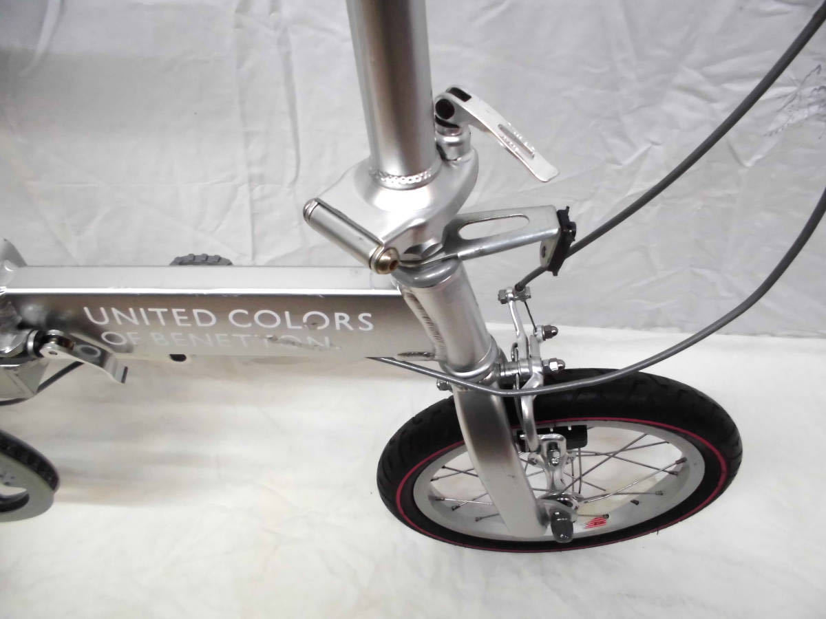 1円～UNITED COLORS OF BENETTON 折り畳み自転車 14インチ ミニベロ 小径車 シルバー色 2072_画像5