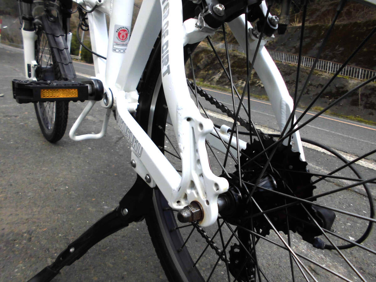 1円～baron 折り畳み電動自転車 MTB 24V 7.8Ah SHIMANO 7段 Extreme Bike 20インチ 白色 動作確認済 2496_画像9