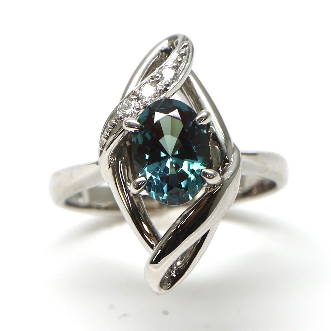 CrescentVert(クレサンベール)◆Pt900 アレキサンドライト/天然ダイヤモンドリング◆F 約6.9g 9号 alexandrite diamond ring 指輪 EC3/EC8_画像4