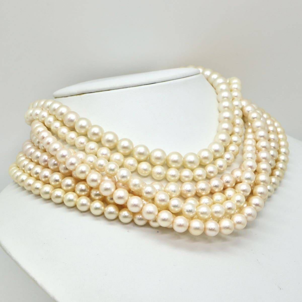 ソーティング付き入り!!◆アコヤ本真珠ネックレス7本おまとめ⑧◆F 約219.8g 真珠 パール pearl ジュエリーjewelry necklace EB0_画像4