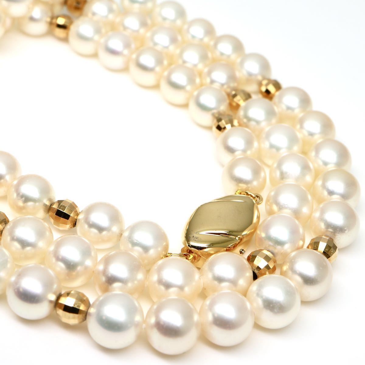 ◆K18/silverアコヤ本真珠ロングネックレス⑦◆F 約54.0g 約66.5cm 7.5-8.0.mm珠 pearl パール jewelry necklace ジュエリーEH0/ZZ_画像4