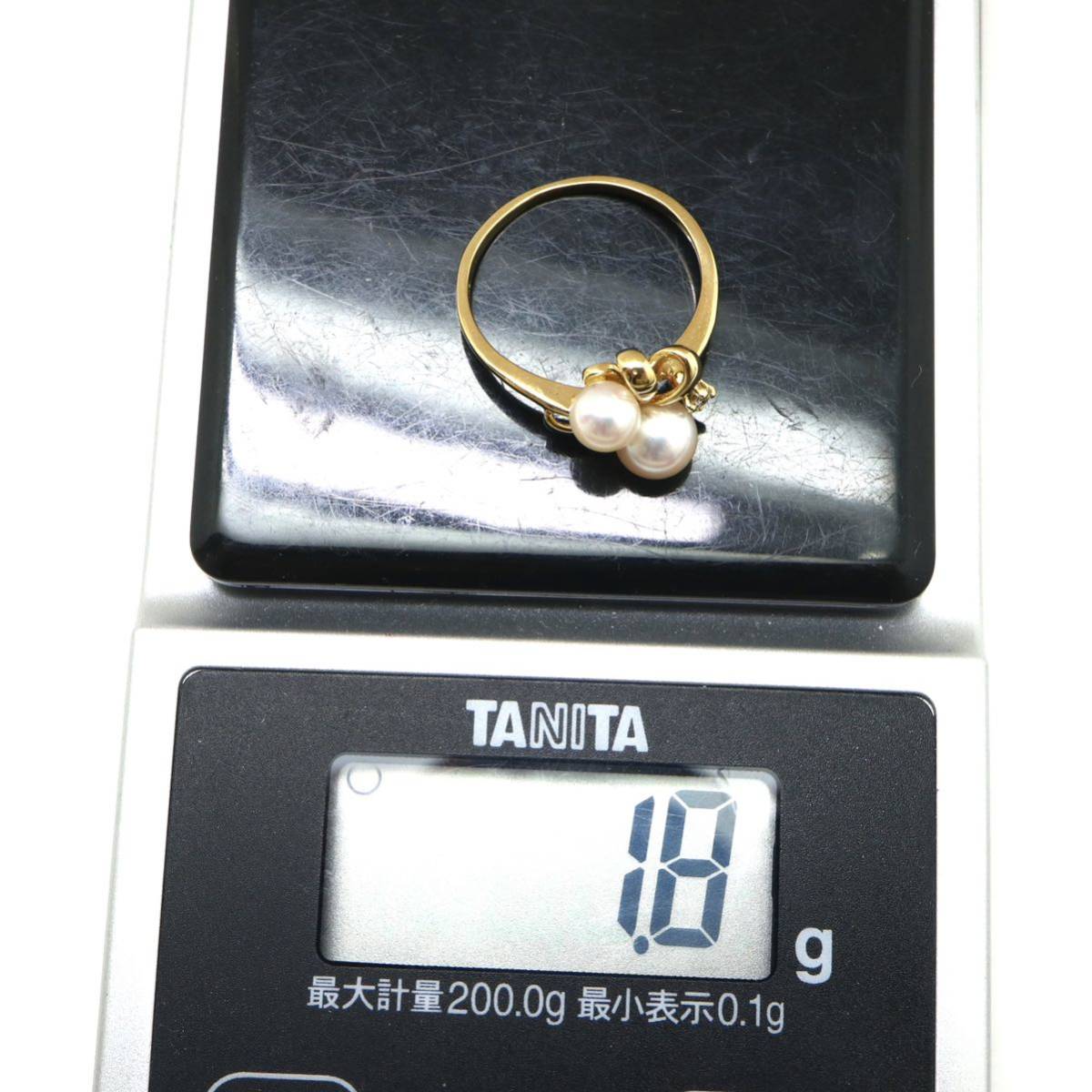 MIKIMOTO(ミキモト)◆K18 アコヤ本真珠リング◆F 約1.8g 7号 4.5-5.5mm珠 pearl ジュエリー ring 指輪 EA3/EA6_画像8