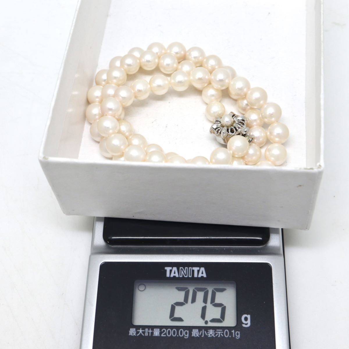 ◆アコヤ本真珠ネックレス⑨◆M 約27.5g 約43.0cm 6.5-7.0mm珠 pearl パール jewelry necklace ジュエリー EA0/EC4_画像8