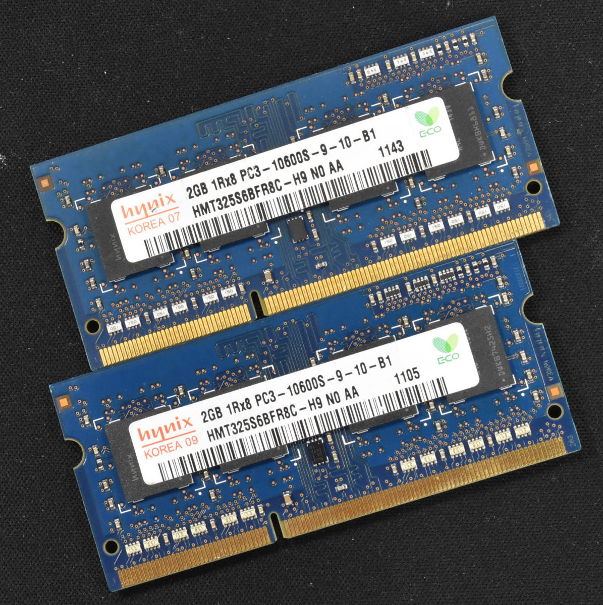 4GB (2GB 2枚組) PC3-10600S DDR3-1333 S.O.DIMM 204pin 1Rx8 ノートPC用メモリ 8chip HYNIX ハイニックス 2G 4G (管:SA3690_画像1