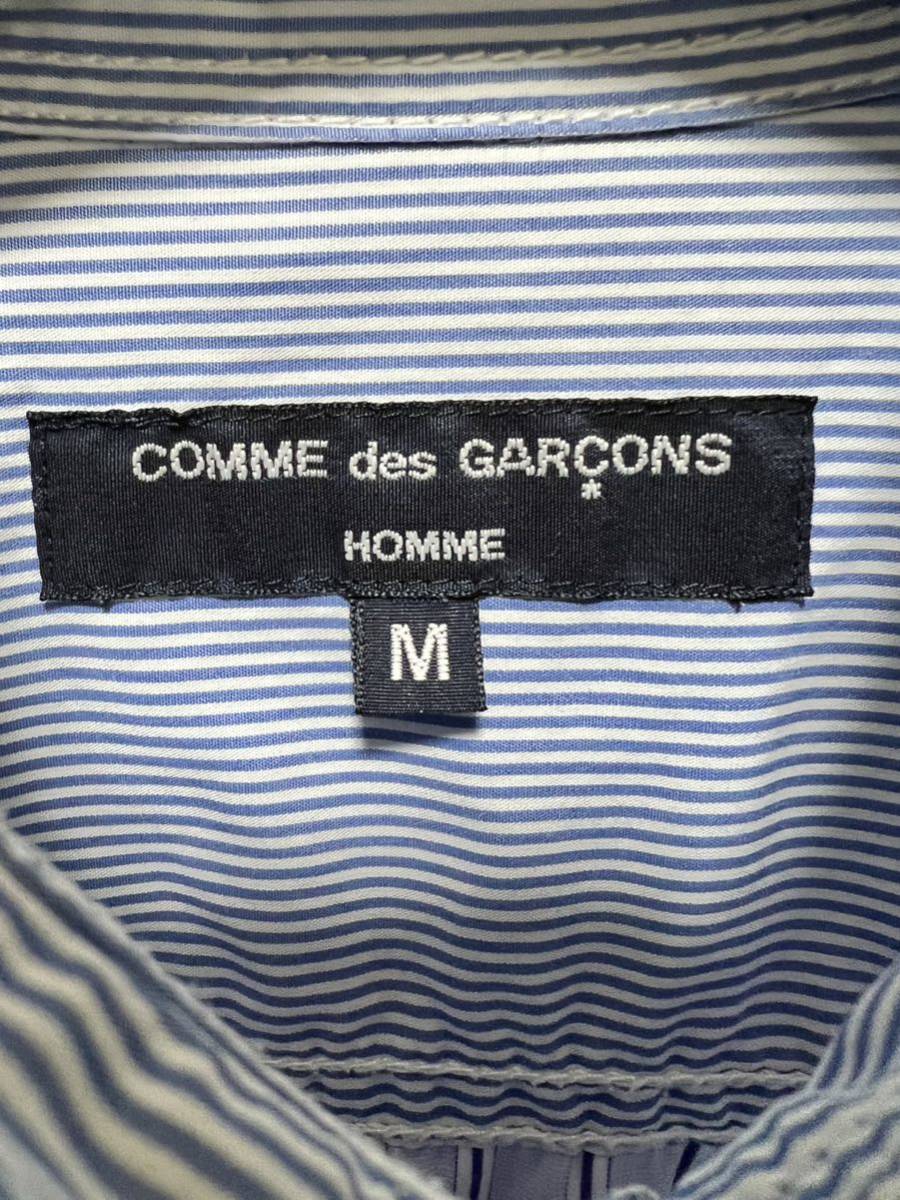 COMME des GARCONS HOMME 切替 長袖シャツ BLUE系/M ストライプ コムデギャルソンオム_画像4