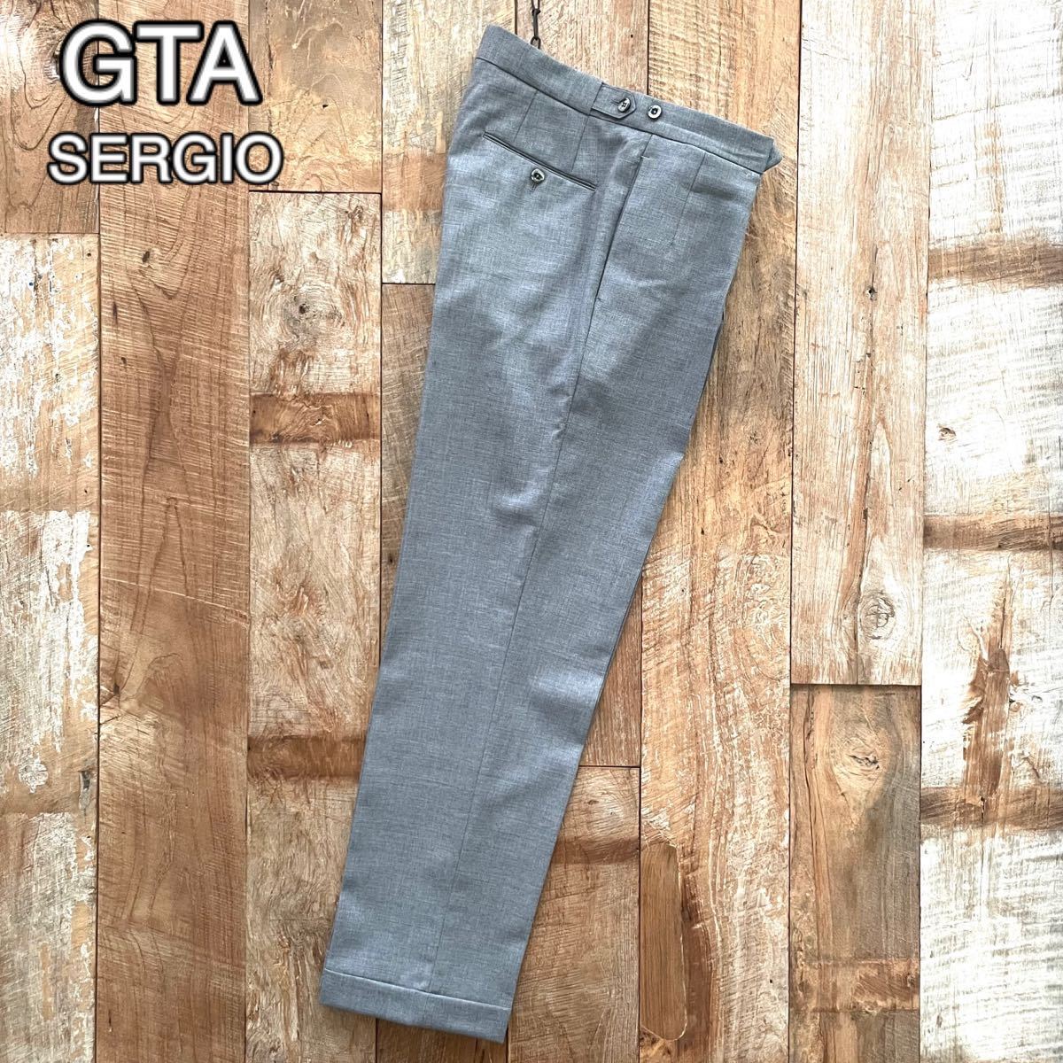 【新品同様】GTA ジーティーアー SERGIO 2プリーツ 2タック 春夏 テーパード ウール スラックス パンツ 52 グレー BEAMSF取扱