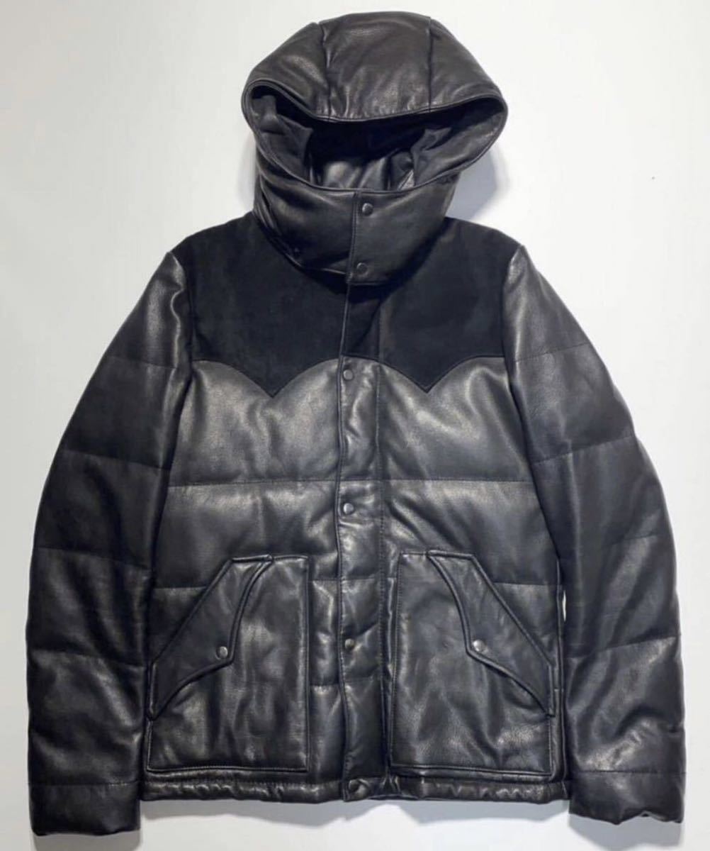 ACANTHUS DEER SKIN DOWN JACKET BLACK アカンサス ディアスキン ダウン ジャケット ブラック レザー Y774_画像1