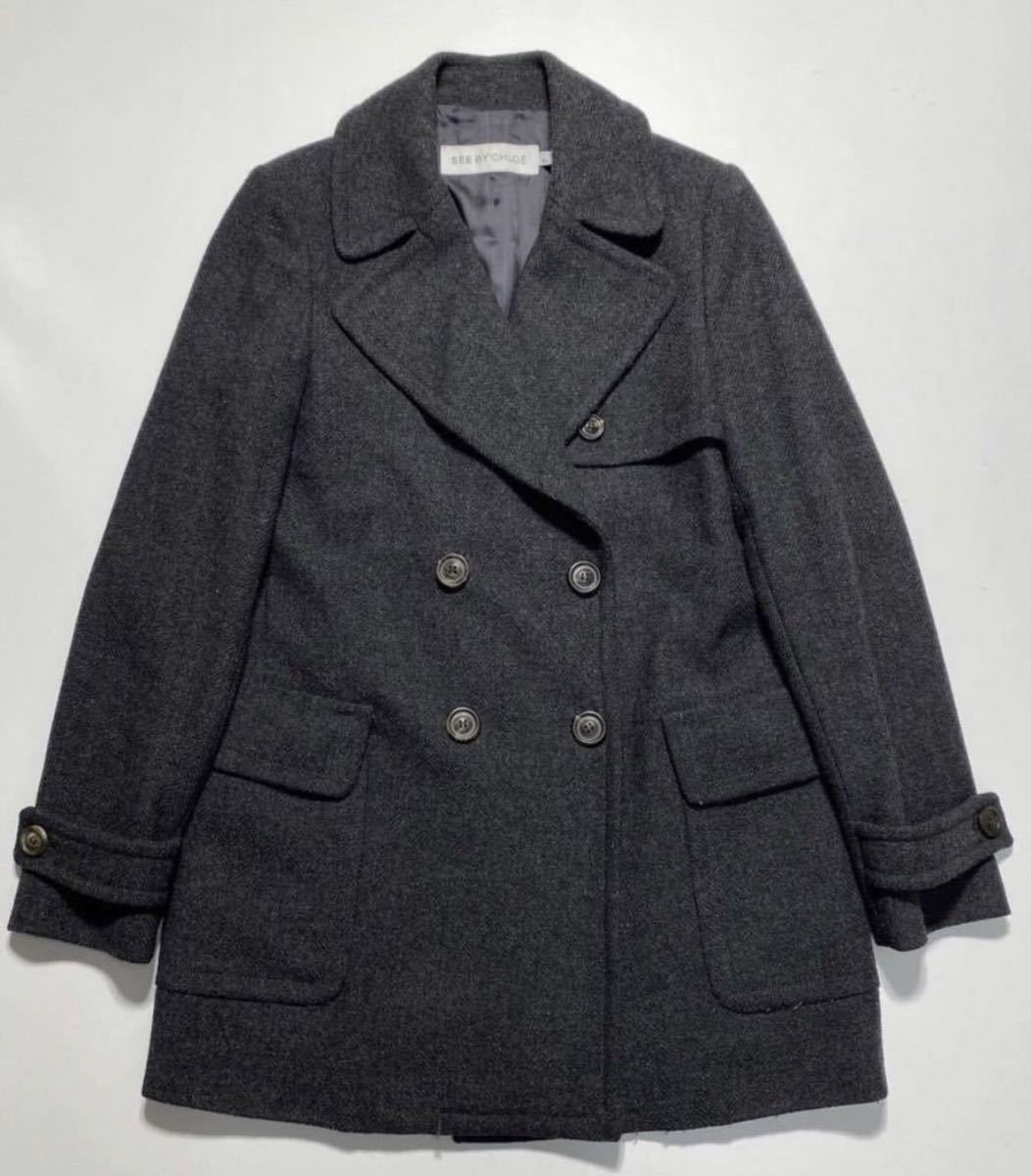 【USA:4】SEE BY CHLOE Distributed by sinv Wool Coat シーバイクロエ ウール コート Pコート (MOD.L.J12500) Y1159_画像1