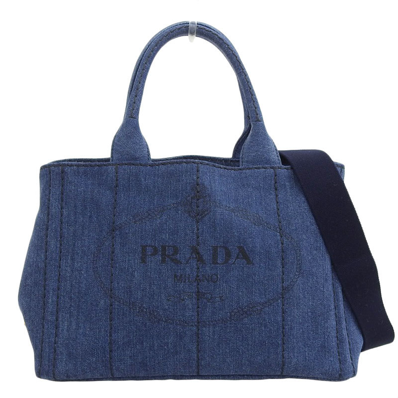 プラダ PRADA カナパ 2WAYバッグ トートバッグ ショルダーバッグ デニム ブルー 1BG439 中古 新入荷 OB1720