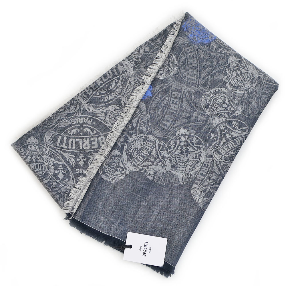 【栄】ベルルッティ スカーフ Jacquard Blazon Scarf スペースブルー 小物 その他【未使用】