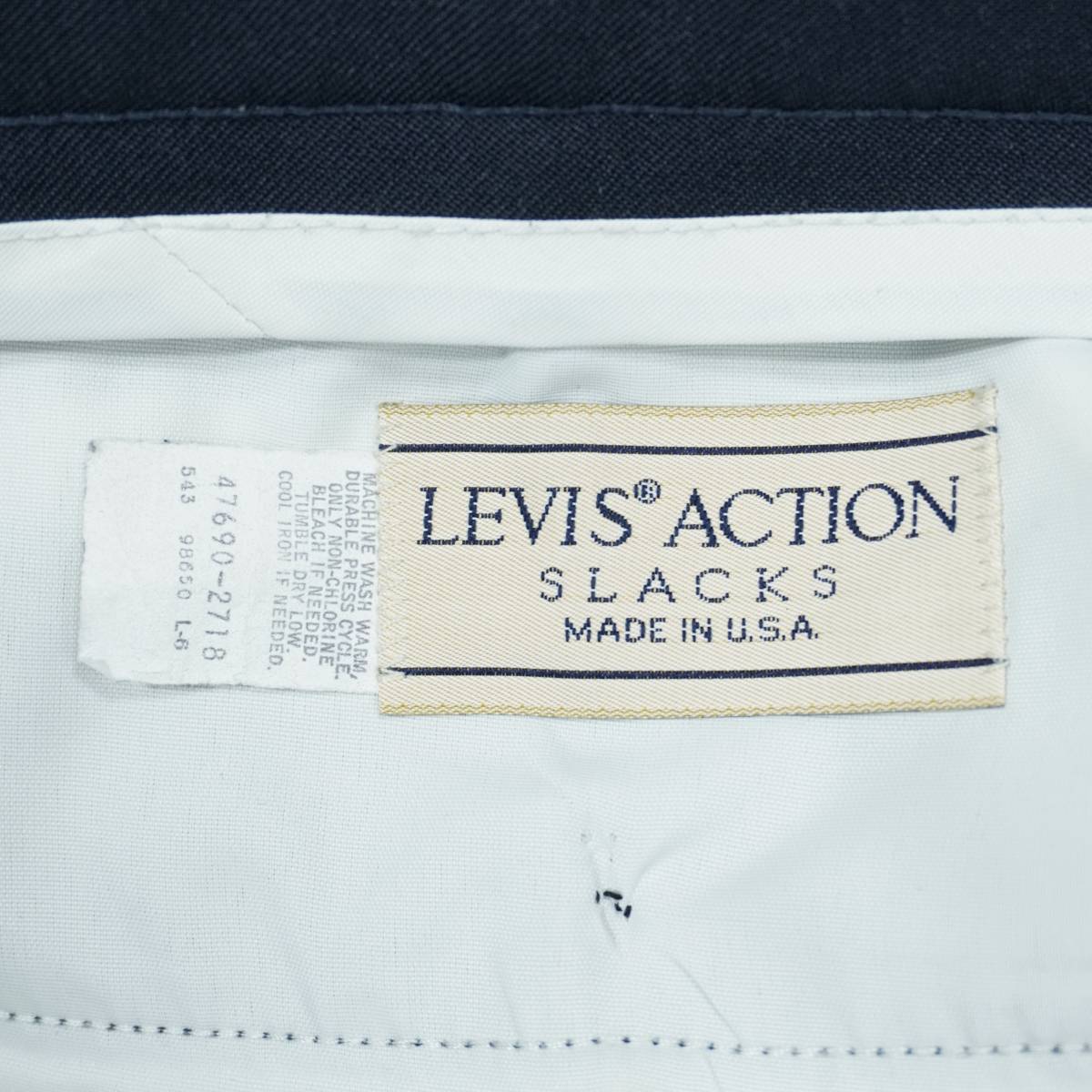 Levi's ACTION SLACKS NAVY 1990s W33.5 L30 LS24015 リーバイス アクションスラックス ネイビー 1990年代 アメリカ製_画像10