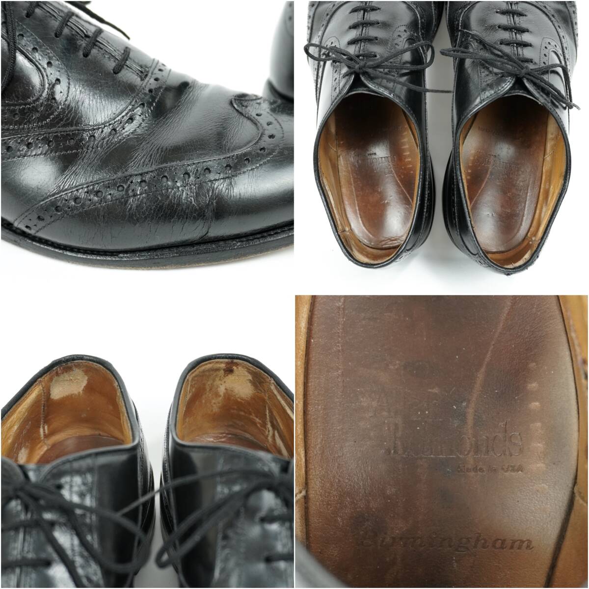 Allen Edmonds Birmingham 1990s US10.0D アレンエドモンズ バーミンガム 1990年代 ウィングチップ レザーシューズ 革靴 28.0cm_画像9