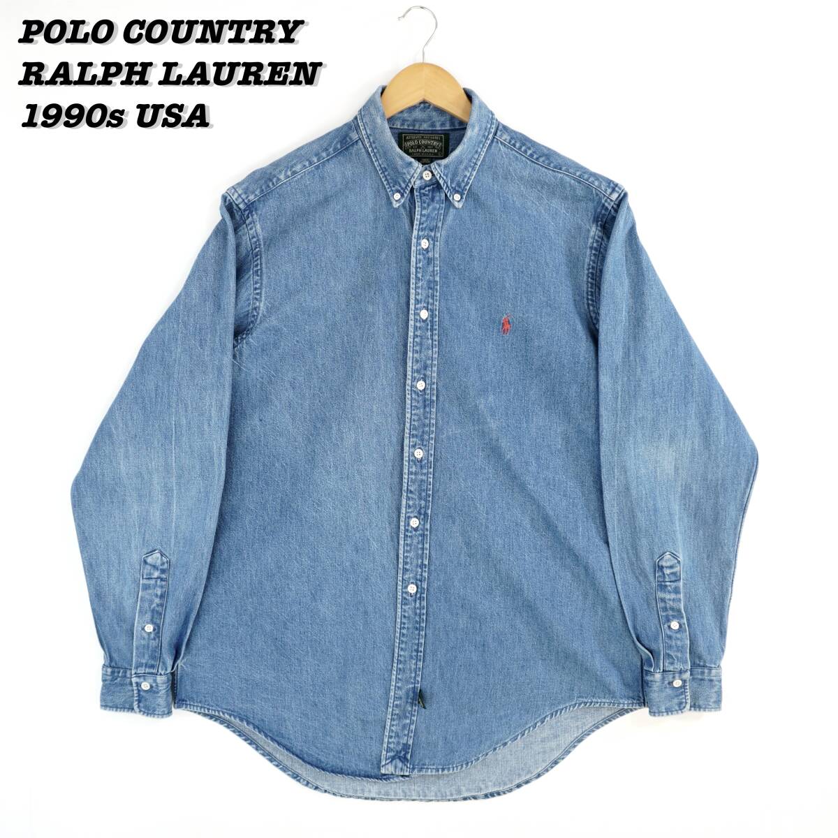 POLO COUNTRY RALPH LAUREN Denim Shirts L 1990s USA SH24020 ポロカントリー ラルフローレン デニムシャツ 1989年 1990年代 アメリカ製