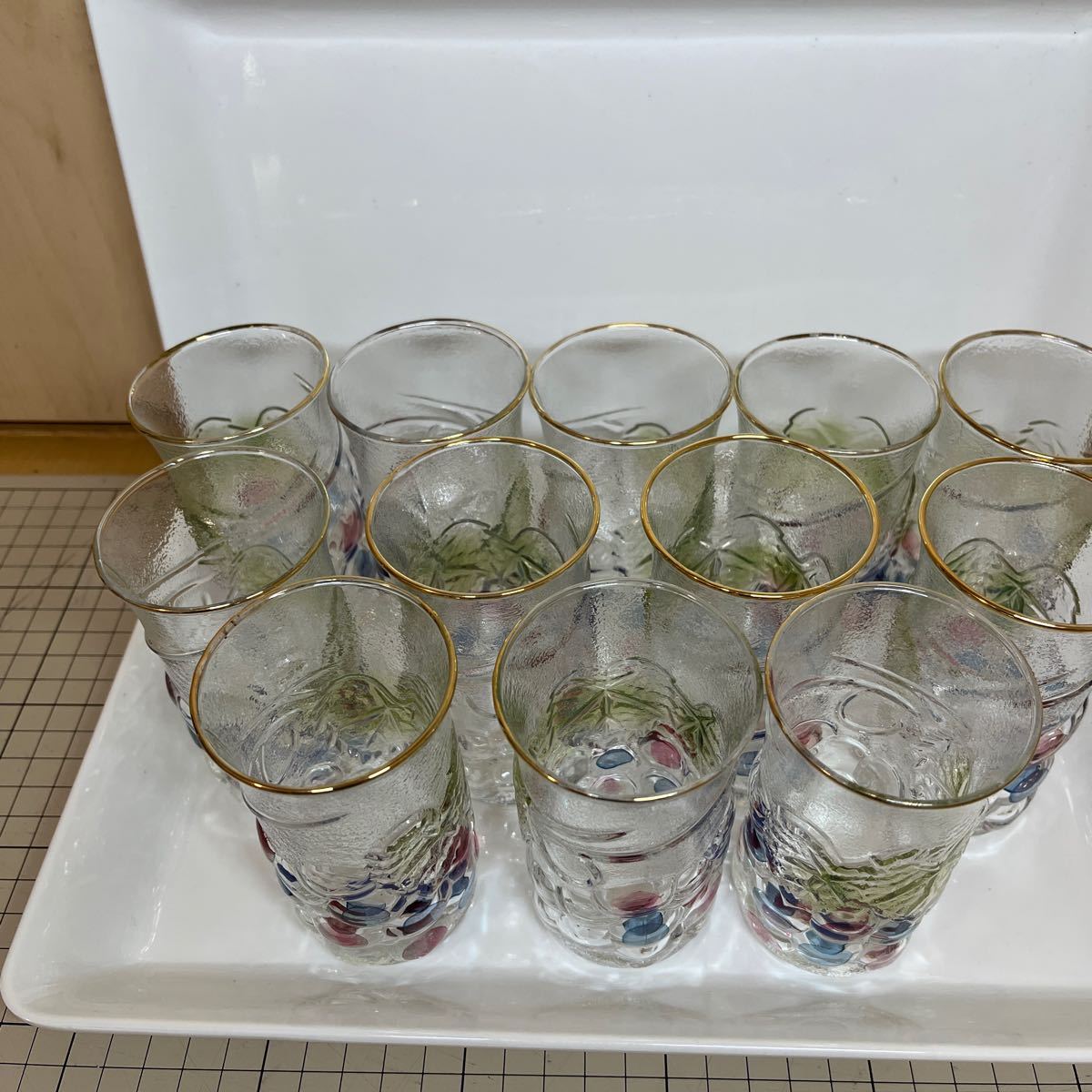 昭和レトロ 葡萄 ブドウ ガラスコップ 12個 グラスの画像2