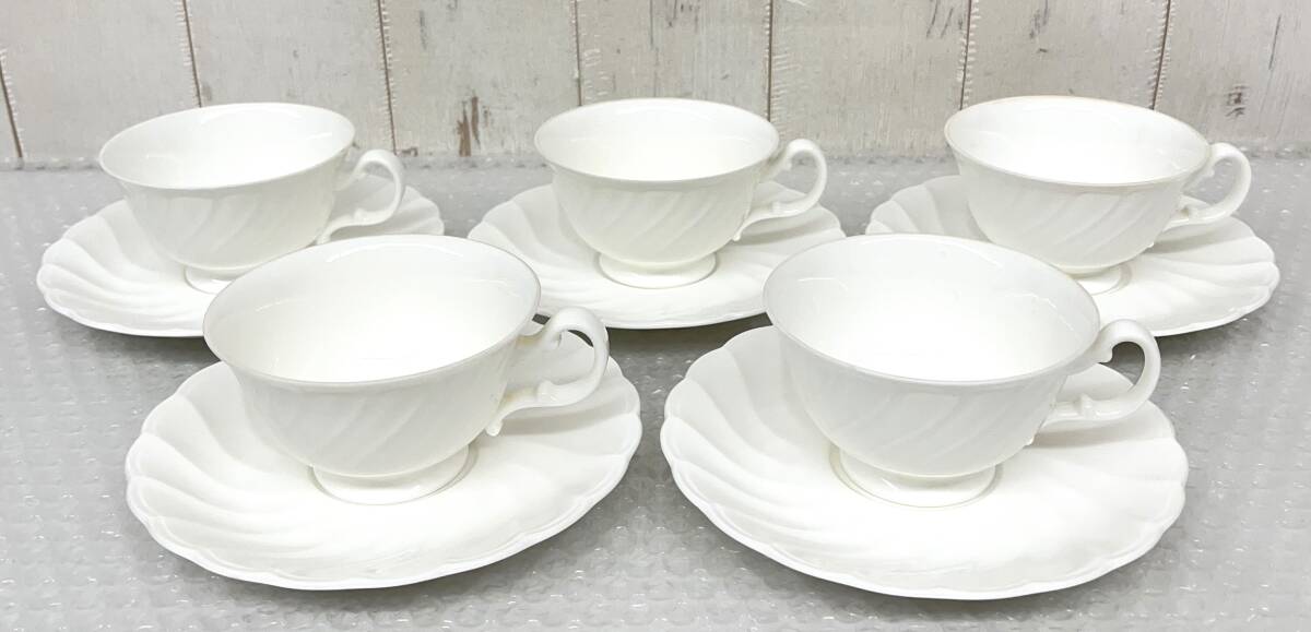 アンティーク テーブルウェア ＊NORITAKE ノリタケ ＊高級ライン STUDIO COLLECTION ＊70'S ティーカップ ソーサー 5客 波柄 洋食器 白磁_画像1